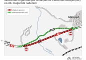 Uz Vidzemes šosejas līdz rudenim slēgs satiksmi pie Lorupes gravas
