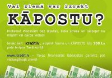icredit.lv par reklāmu «Vai ziemā var izrakt kāpostu?» uzlikts 500 Ls sods