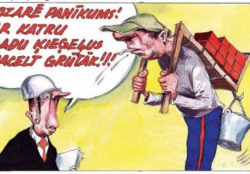 DB karikatūra: Būvnieku īlens tautsaimniecības maisā 