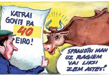 DB karikatūra: Valdība palīdz, plūdos pasniedzot dvielīti 