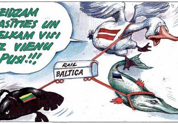 DB karikatūra: Rail Baltica kā nelabvēlīgā ģimenē adoptēts bērns 