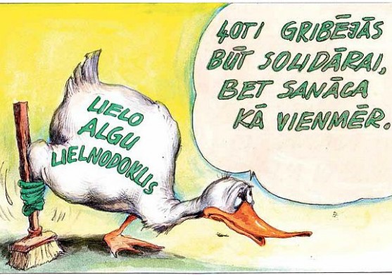 DB karikatūra: Nedarbojas solidaritātes «sulu spiede» 