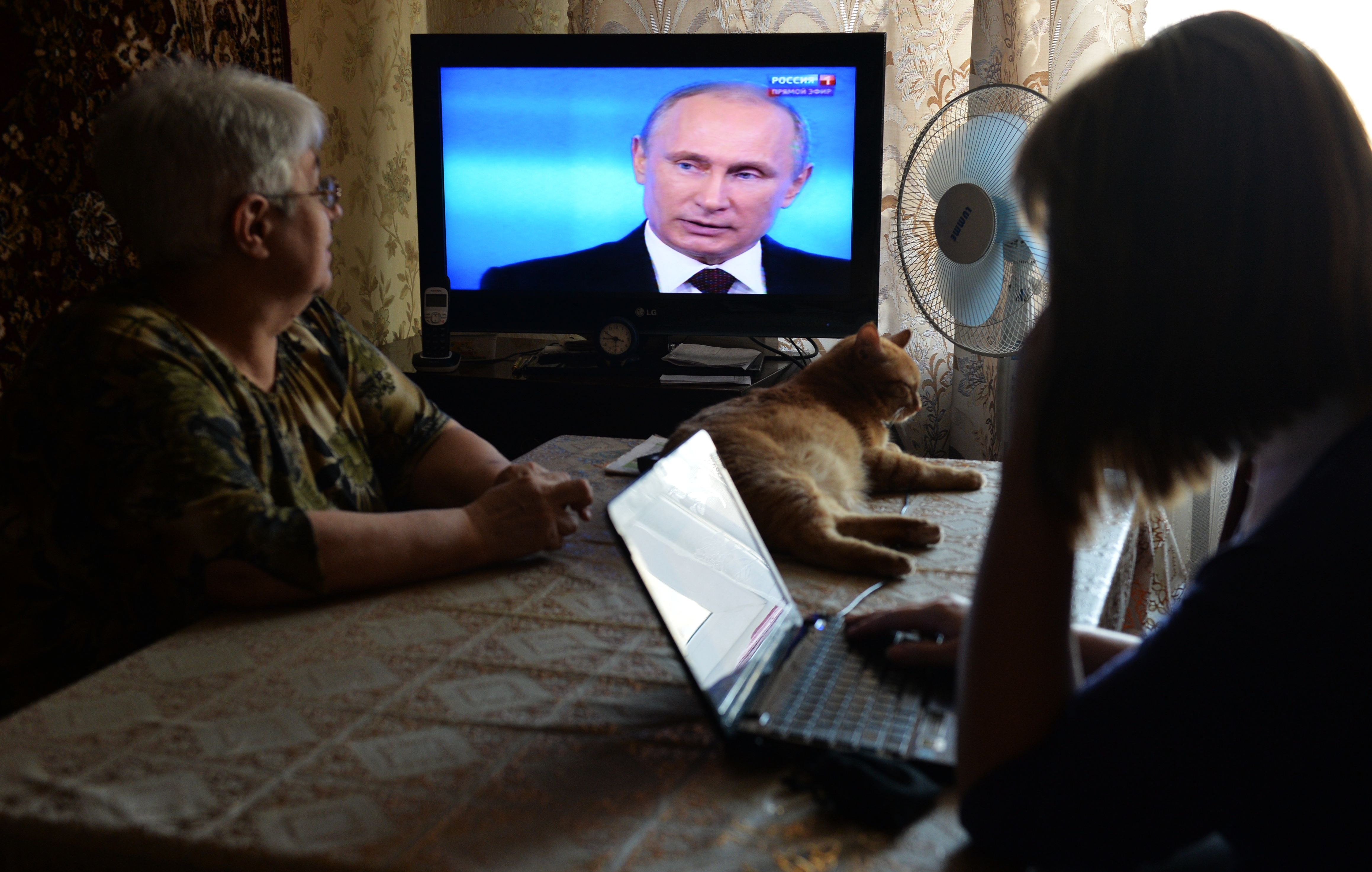 Дайте денег инвалиду. Бабушка у телевизора с Путиным.